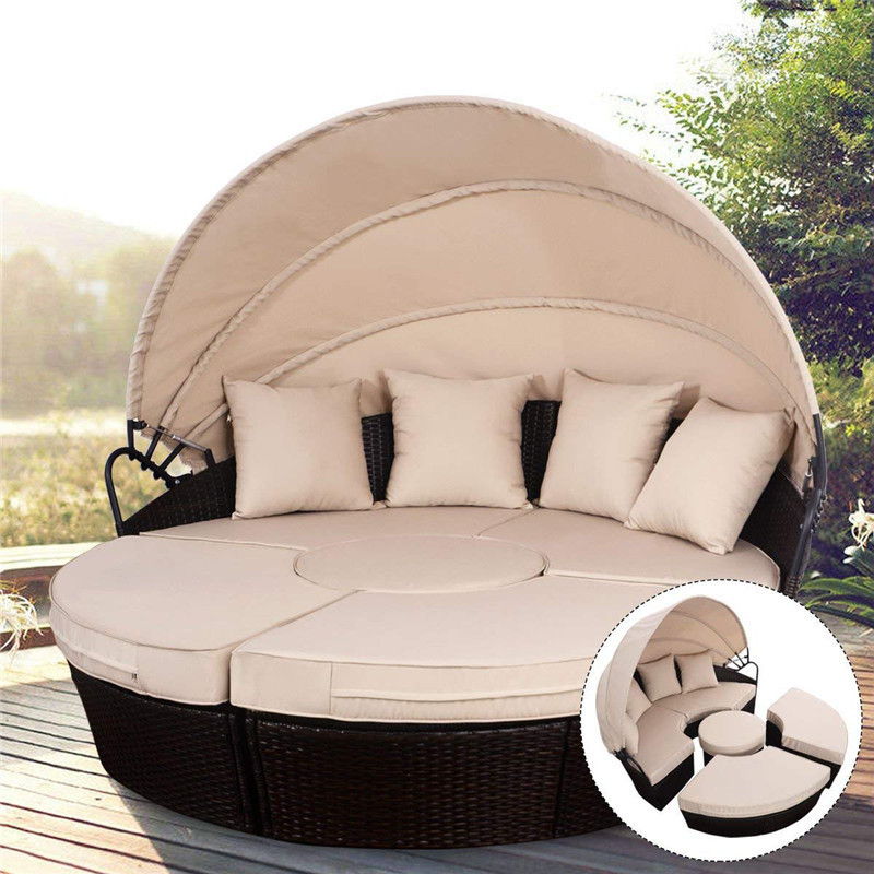 Outdoor patio sleeping daybed modern sofa set furniture with canopy cheap price outdoor furniture sunbed