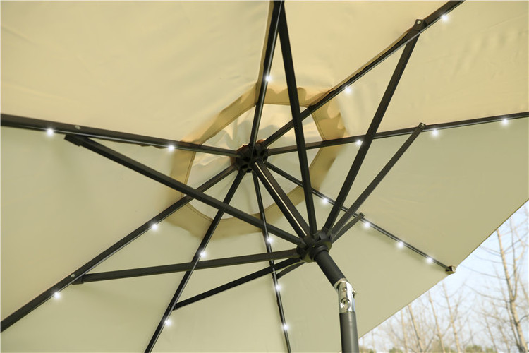 outdoor solar umbrella waterproof garden beach patio led umbrella parasol aluminum umbrellas