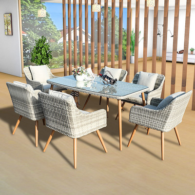 New Design Modern Furniture Europe Popular Outdoor Table and Chairs Rattan Living Room Furniture Garden Dining Set for Patio