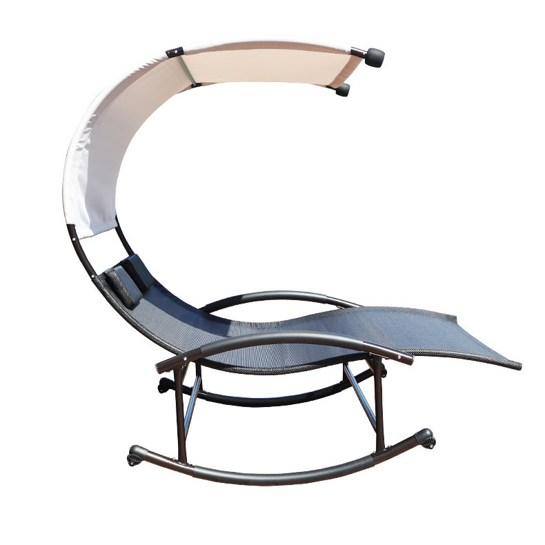 New Design Garden  Double Sun Lounger Deck Rocking lounge Chair with Canopy