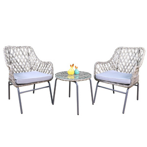 Factory wholesale european type outdoor furniture with rattan chair and glass top table