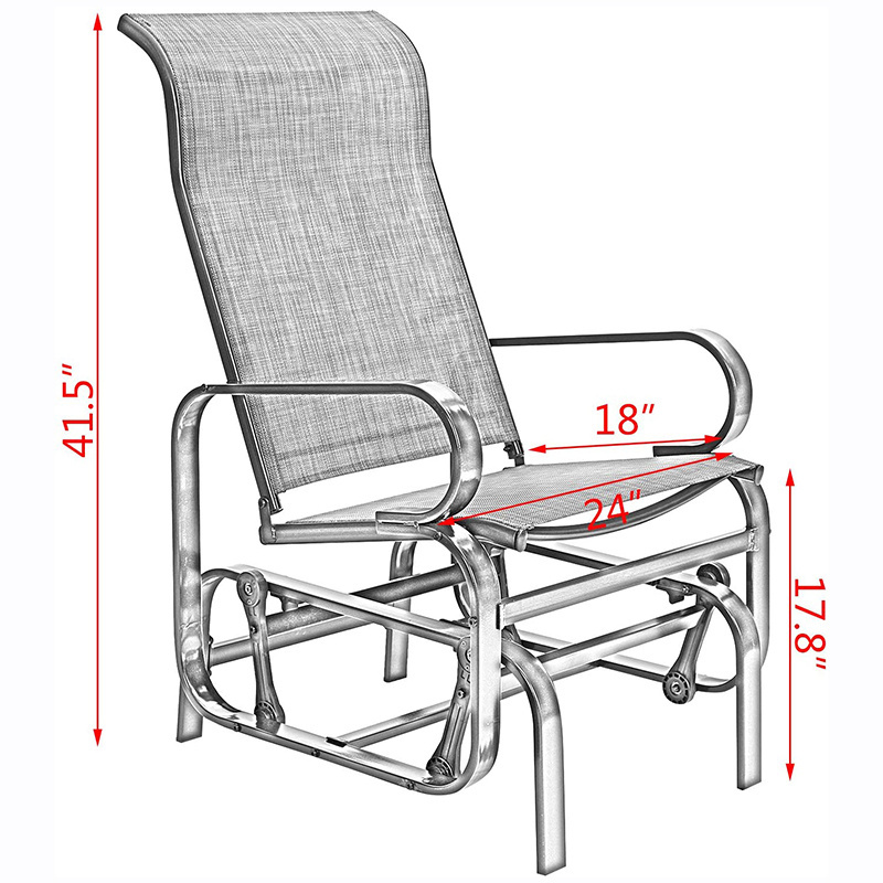 Outdoor Modern Rock Chair Single Glider Chair  Sling  Steel Swing  Metal Rest Chair