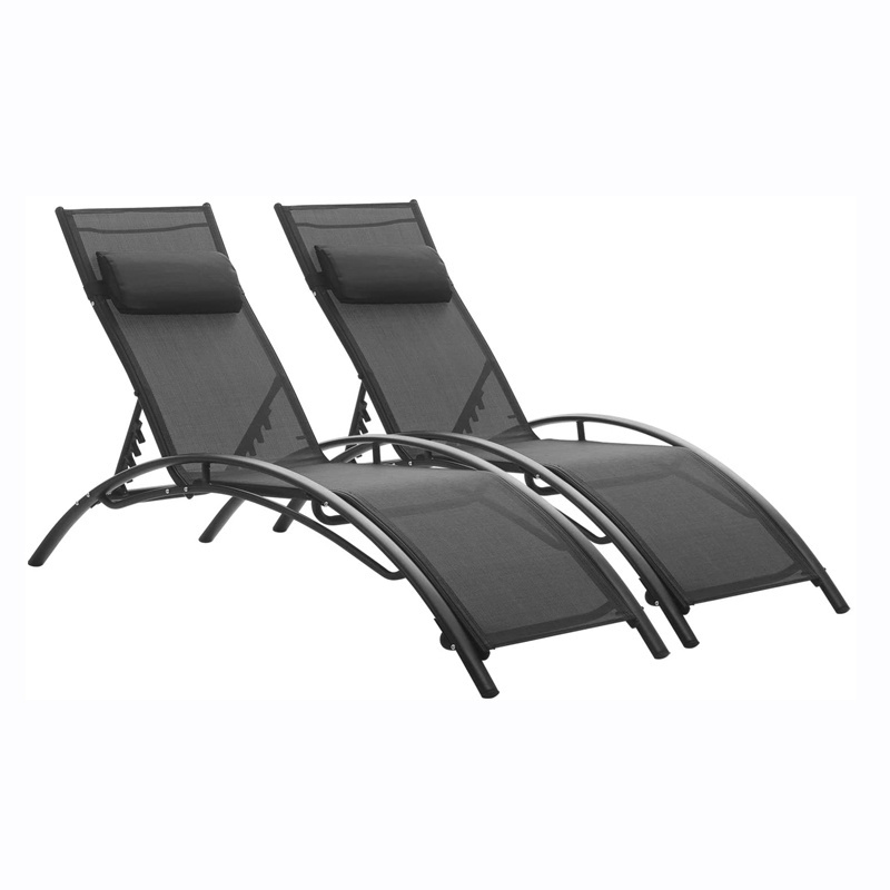 Outdoor Aluminium KD Relaxing Recliner Patio Chaise Lounge Chair Poolside Sun Lounger With Pillow