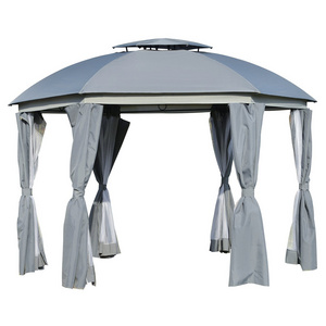 Soft Top Rectangle Patio Gazebo with Screens and Privacy Walls - Perfect for Backyard Garden