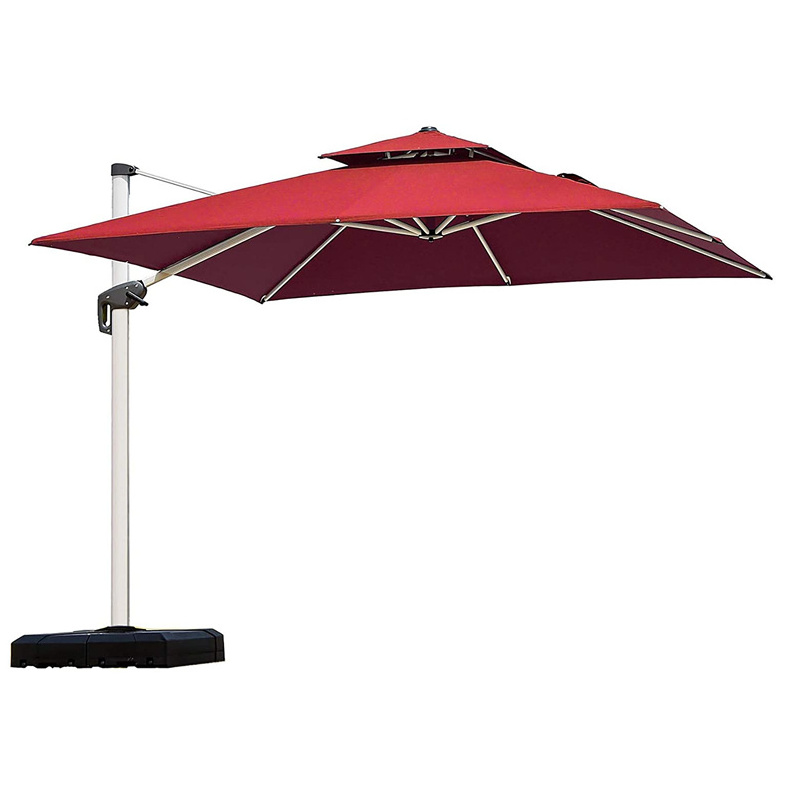 Cantilever Patio Umbrella Outdoor Aluminum Hanging Umbrellas Heavy Duty Large Sun Umbrella with 360 Rotation