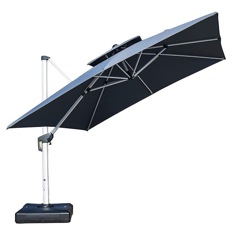 Cantilever Patio Umbrella Outdoor Aluminum Hanging Umbrellas Heavy Duty Large Sun Umbrella with 360 Rotation