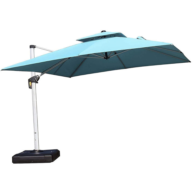 Cantilever Patio Umbrella Outdoor Aluminum Hanging Umbrellas Heavy Duty Large Sun Umbrella with 360 Rotation