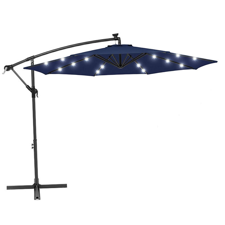 Deluxe Outdoor Sun Umbrella Led Lights Automatic Solar Umbrella With Remote Control