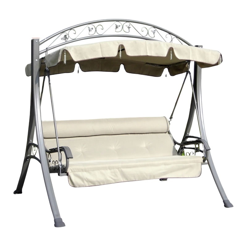 Quality Outdoor Three Seat Patio Garden Swing Chair with Cushion and Steel Frame