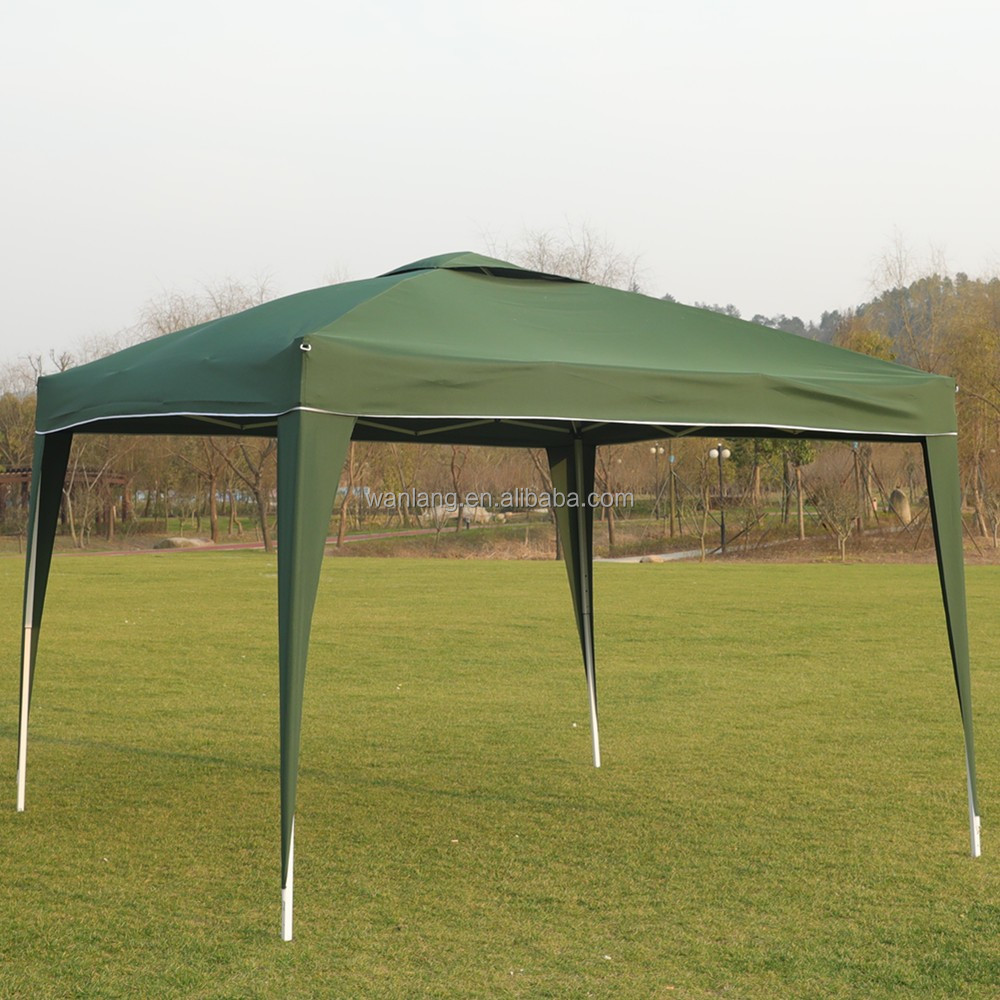 Small wind resistant garden gazebo with mosquito netting