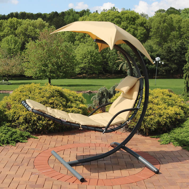 Outdoor hanging hammock swing sling hanging chair  with stand cushion and canopy