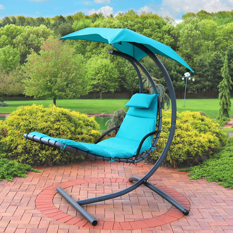 Outdoor hanging hammock swing sling hanging chair  with stand cushion and canopy