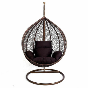 Wholesale rattan wicker Hanging egg chair outdoor and indoor egg shaped swing hanging chair with stand