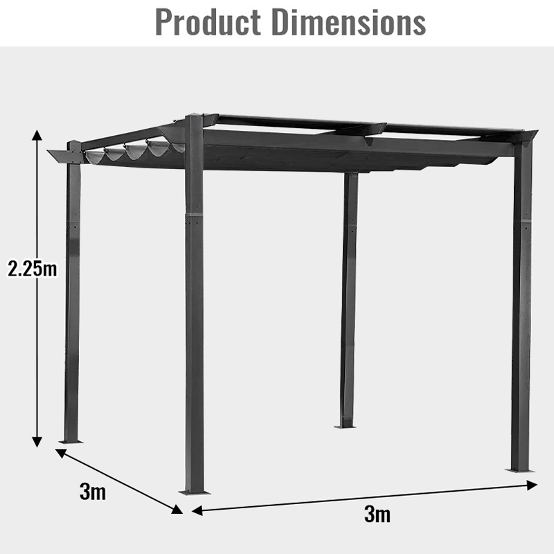 Backyard Pergola Retractable Shade Cover Replacement Canopy Sliding Wave Shade Sail for Awning Patio Deck Yard