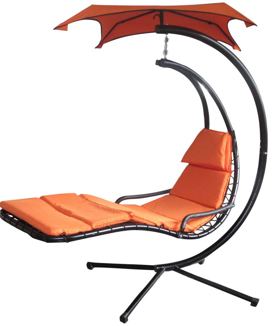 Outdoor Hanging Curved Steel Chaise Lounge Chair Swing