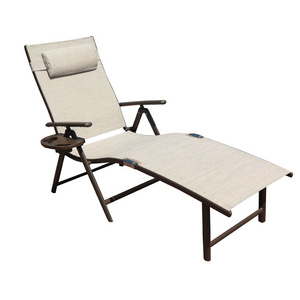 Portable Folding Aluminum Patio Reclining Chair Chaise Lounge Outdoor Pool Lounger Chair