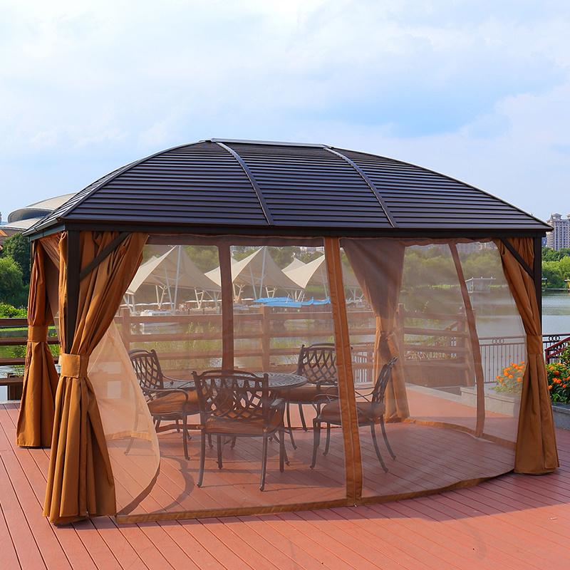 Hot Sale Aluminum Hardtop Gazebo Outdoor Garden Party Tent Pergola with Mesh Curtains and Side Walls