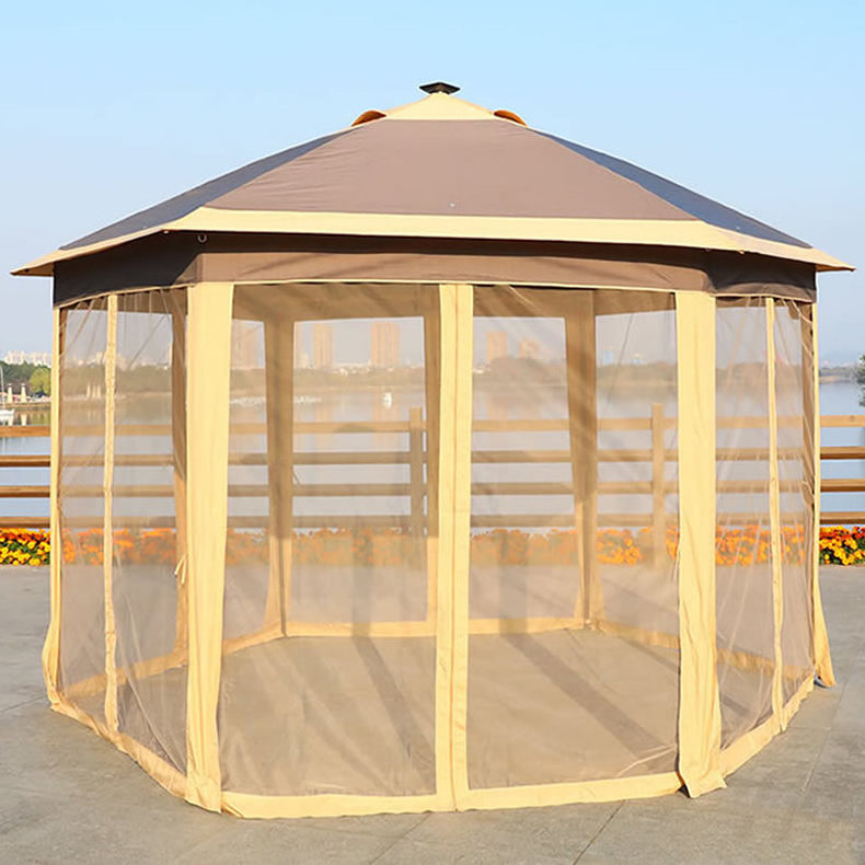 Waterproof Soft Top Metal Frame Gazebo Outdoor Pop up Gazebo for Patios Canopy with Mosquito Netting