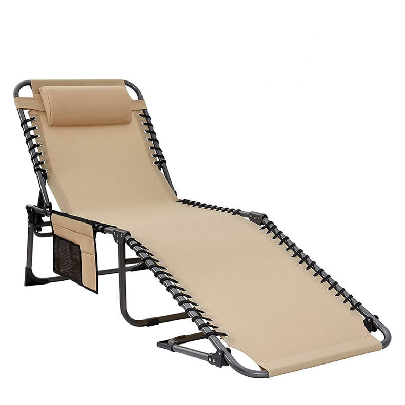 Adjustable Outdoor Folding Chaise Lounge Chair for Beach Sunbathing Patio Pool Lawn Deck Lay Flat Portable Lightweight