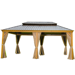 Wooden Coated Aluminum Frame Outdoor Canopy Garden Waterproof Roof Gazebos