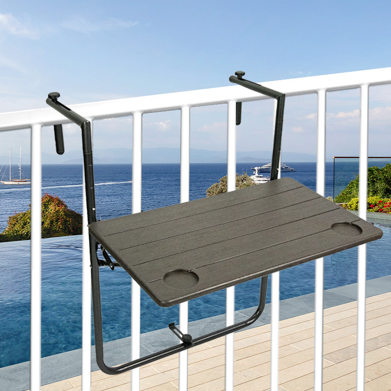 Outdoor Boating Garden Patio Railing Hanging Balcony Folding Balcony Hanging Table Portable Folding Table