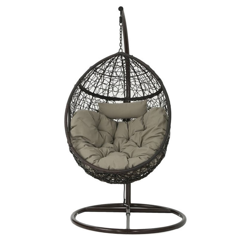 New Arrival Modern Design Patio Rattan Wicker Hanging Egg Chair Outdoor Hanging Garden Chair Swing Hammock With Rocking Stand