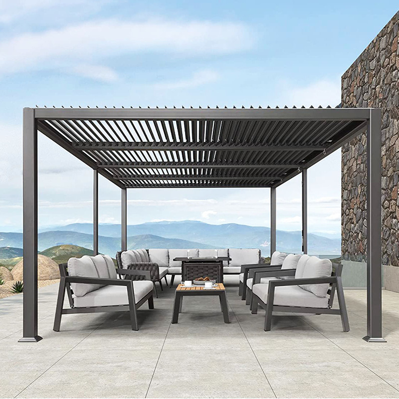 Easily assembled aluminum louver roof pergola gazebo high quality garden patio awning cover