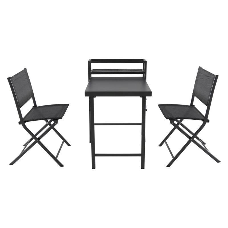 Carbon Black Bistro Set Outdoor Furniture Table Set For Coffee shop Bar Garden