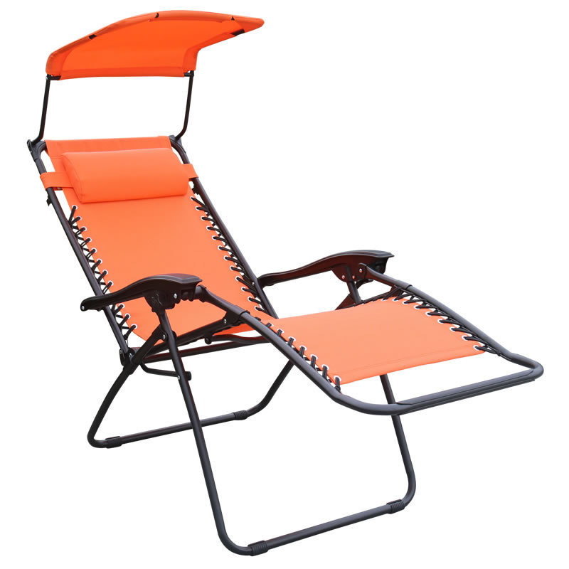 Cheap Lightweight Outdoor Folding Reclining Camping Mesh Lounge Recliner Zero Gravity Chair With Canopy Shade