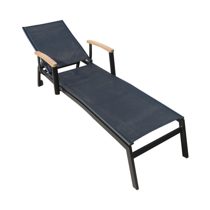 Outside reclining foldable outdoor sun lounger with armrest for adults beach sunbathing outdoor reclining sun lounger