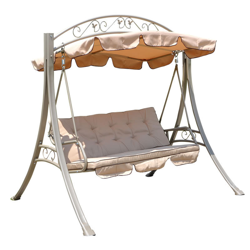 Outdoor 3 Seats Garden Patio Metal Frame Swing Chair with Cushion