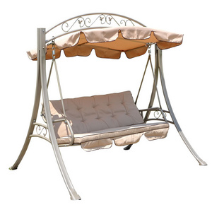 Outdoor 3 Seats Garden Patio Metal Frame Swing Chair with Cushion