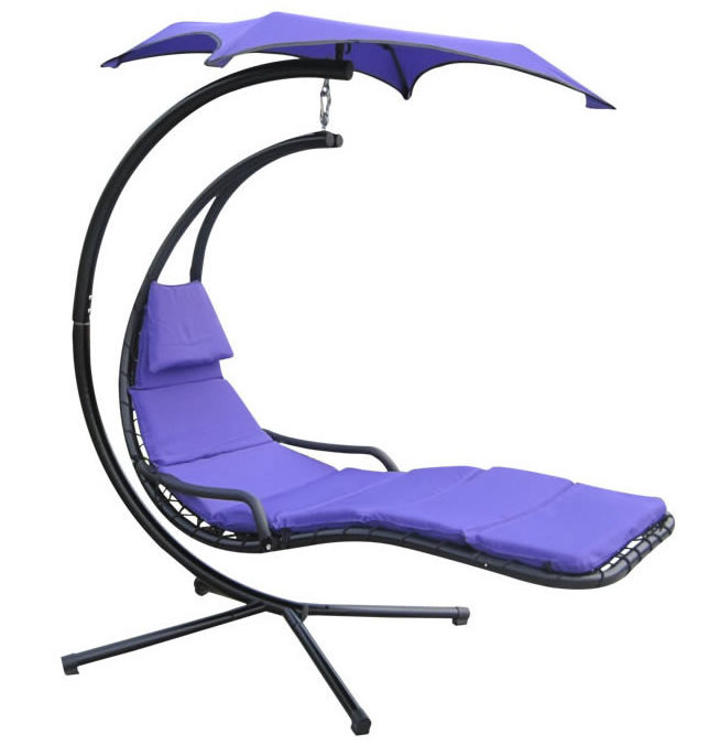 Outdoor Hanging Curved Steel Chaise Lounge Chair Swing