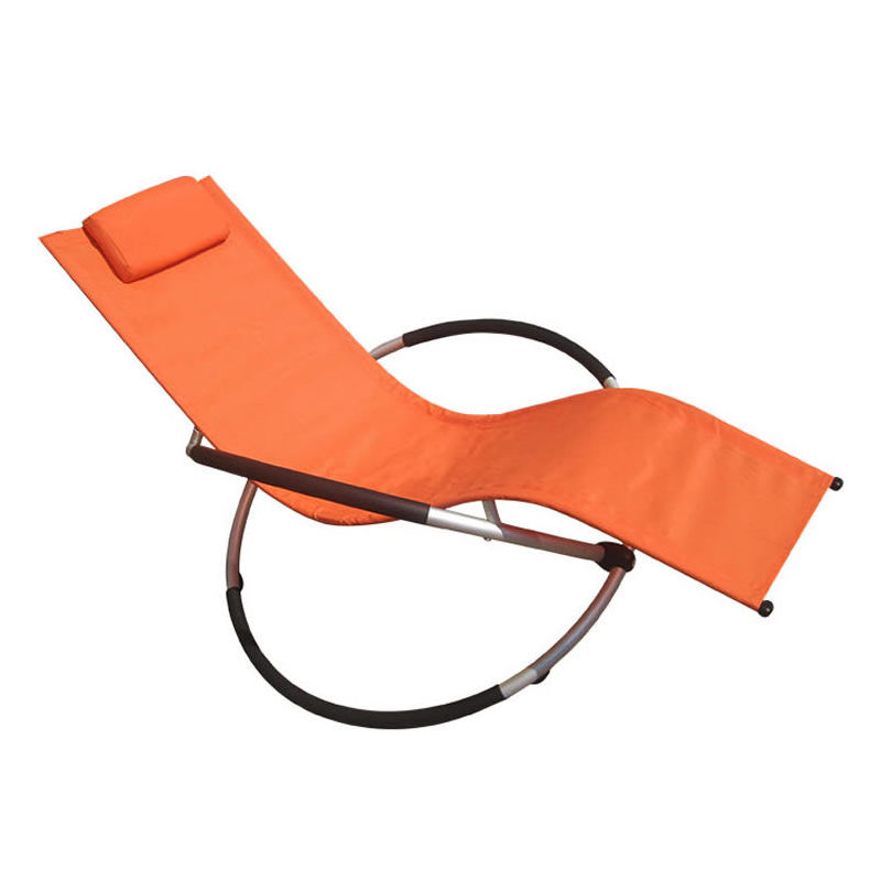 Zero Gravity Rocking Chair Patio Chaise Outdoor Round Shape Chair for Yard and Patio Removable Headrest