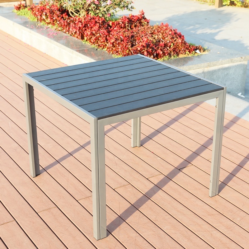 Hotel Modern Patio Dining Table And Chairs Outdoor Garden Plastic Wood Furniture 4 Seat Patio Table and Chairs