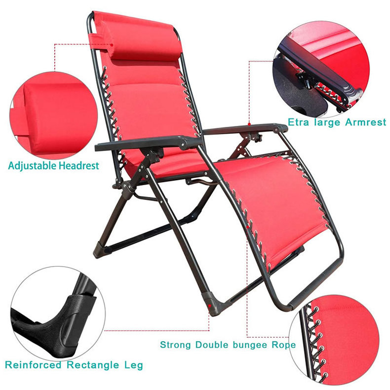 Comfortable Oversized Padded Swimming Pool Chair Folding Sun Lounger Chair with Cup Holder