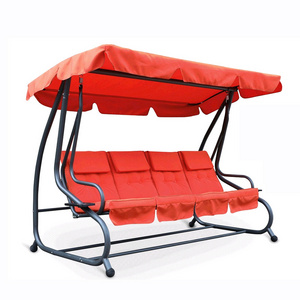 Hot Sell High Quality 4 seat Garden Swings Multi-functional Swing Daybed Outdoor Hanging Swing Bed with Toss Pillows