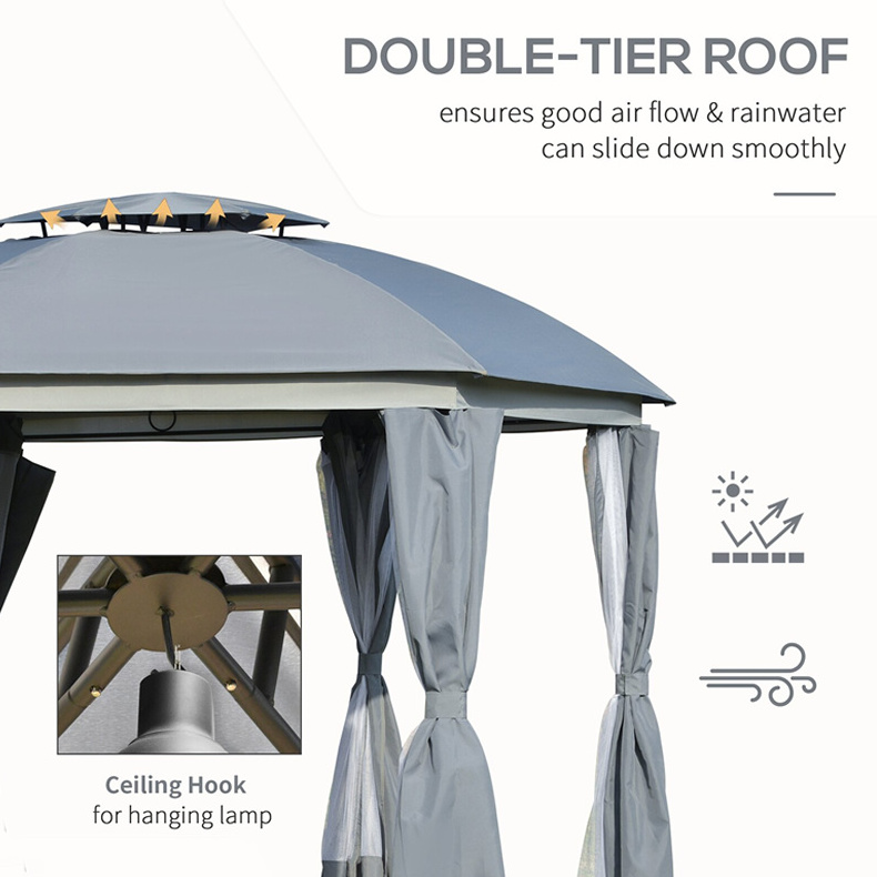 Soft Top Rectangle Patio Gazebo with Screens and Privacy Walls - Perfect for Backyard Garden