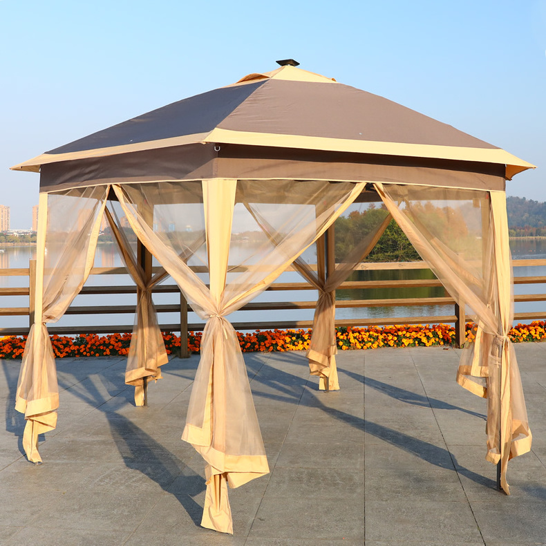 Waterproof Soft Top Metal Frame Gazebo Outdoor Pop up Gazebo for Patios Canopy with Mosquito Netting