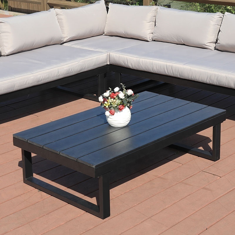 Outdoor Sofa Set with Cushion Metal Strip 4 Piece Garden Sofa Sets With Coffee Table