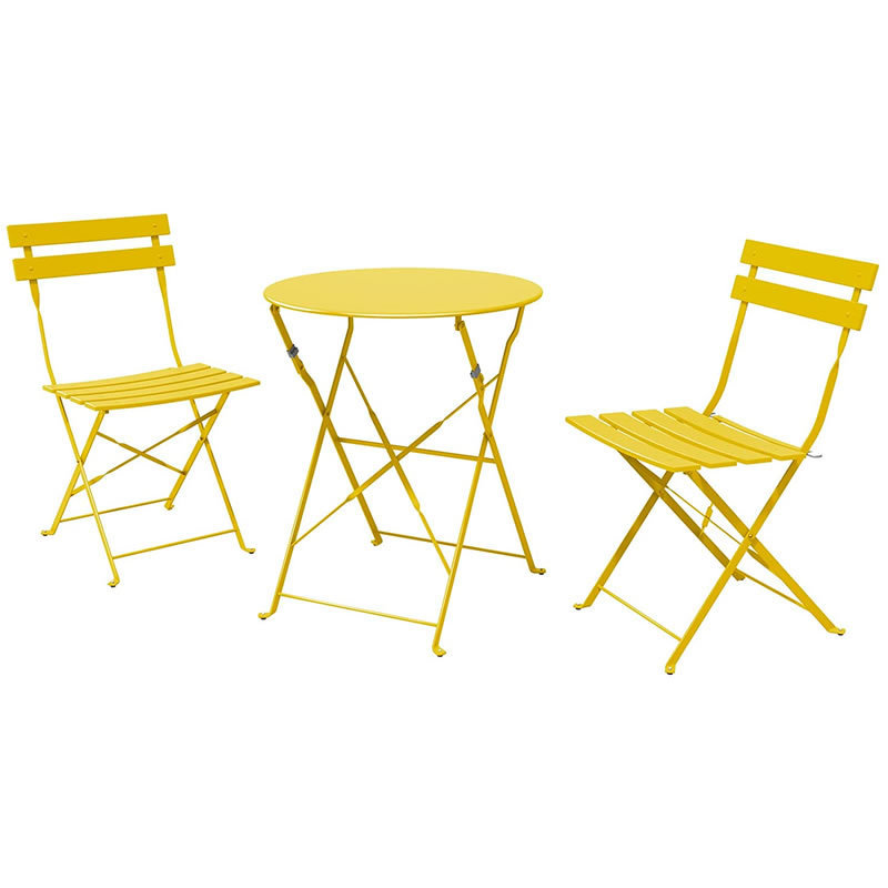 Weather-Resistant Outdoor Indoor Conversation Set 3 Piece Patio Set Foldable Bistro Chairs and Table