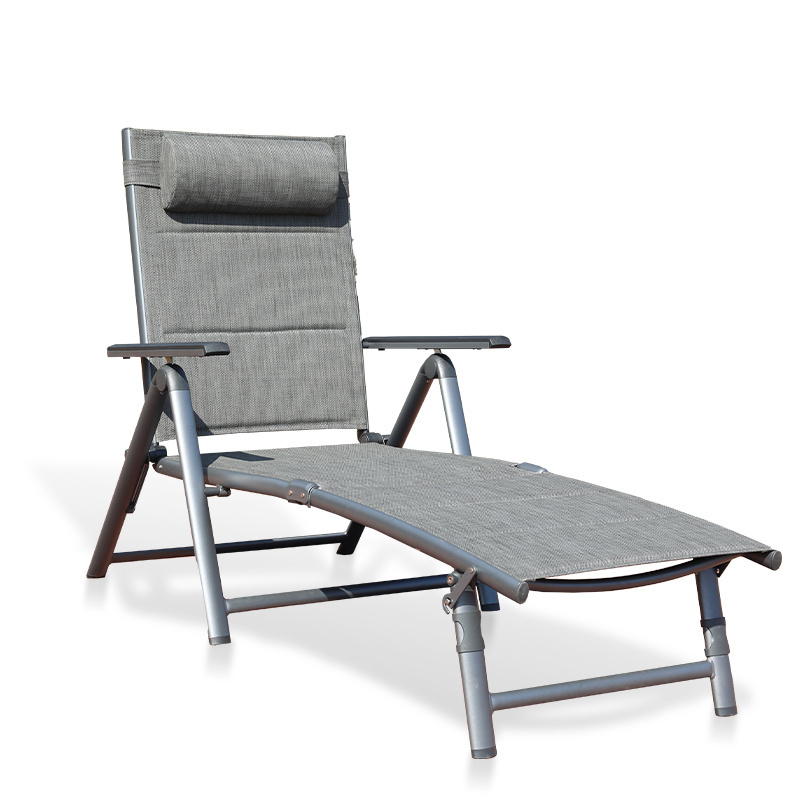 All Weather Luxury Aluminum  Portable Sun Chair 7 Positions Adjustable Daybed Outdoor Folding Chair