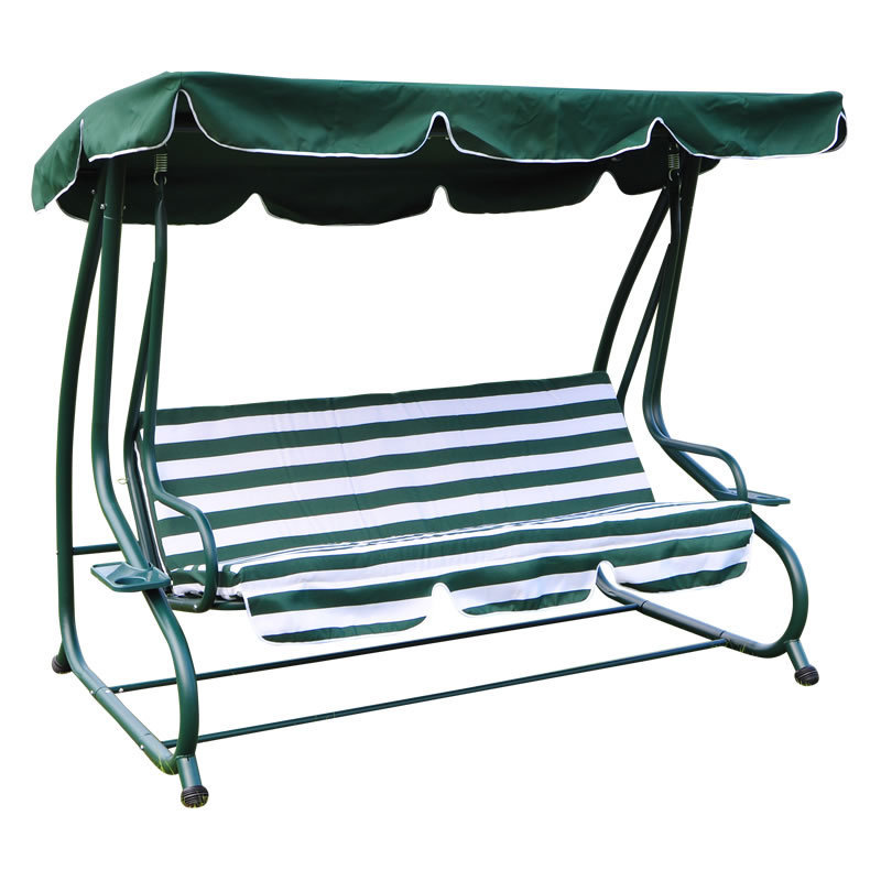 Multifunctional Steel 3 Seater Garden Swings Hanging Daybed with Adjustable Canopy for Park Deck Garden