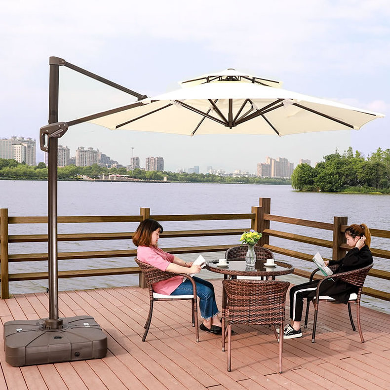 Outdoor Big 3x3 Umbrella Round Garden Furniture Aluminum Ribs Pool Parasol Villa Cantilever with Crank