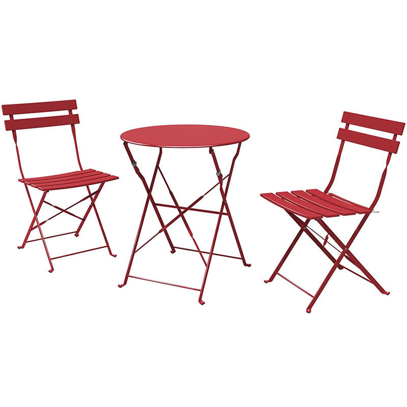 Weather-Resistant Outdoor Indoor Conversation Set 3 Piece Patio Set Foldable Bistro Chairs and Table