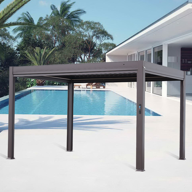 Outdoor Retractable Pergola Modern Metal Aluminum Patio Pergolas Shelter with Sun Shade Canopy