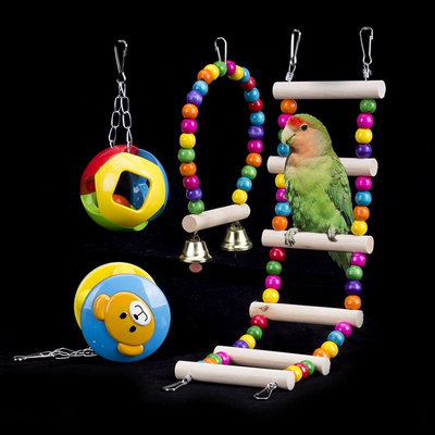 Fast Delivery Bird Toys Bulk Hanging Bird Ball Toy With Bell Hanging Rope Toy For Birds Parrot Canary