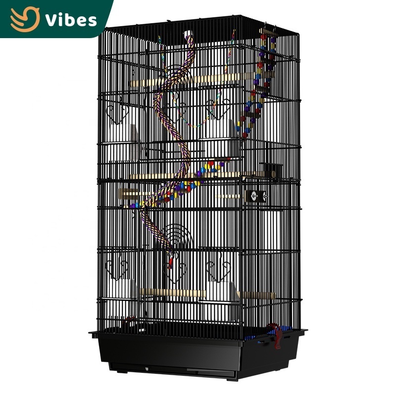 Drop Shipping Extra Large Sugar Glider Breeding Carbon Steel Thickened Cage Metal Wire Large Bird Cage With Rollingstand