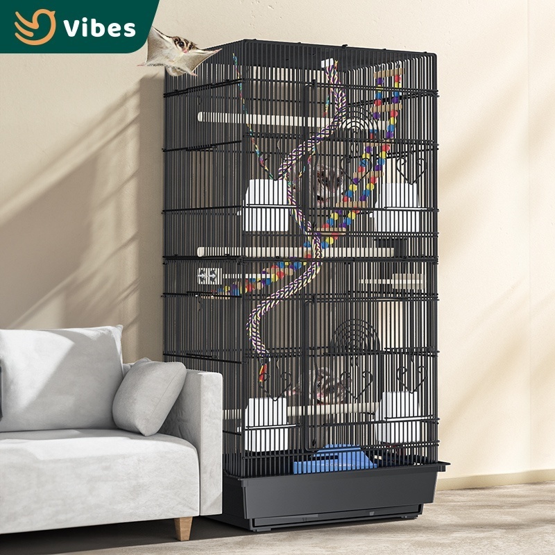 Drop Shipping Extra Large Sugar Glider Breeding Carbon Steel Thickened Cage Metal Wire Large Bird Cage With Rollingstand