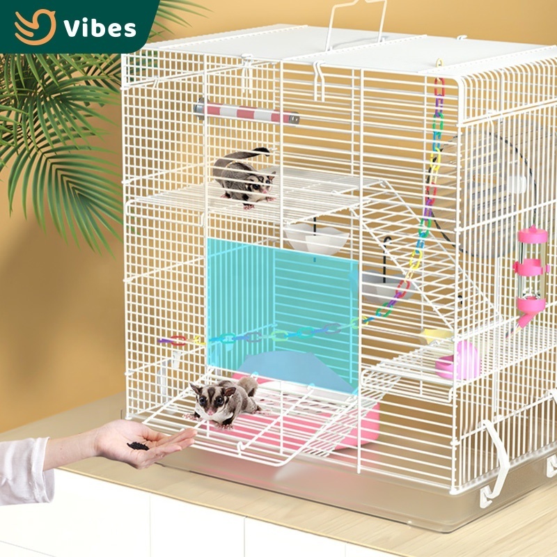 Large Space 3 Layers Metal Plastic Guinea Pig Cage 47*30*50cm Carno Big See Through Hamster Cage